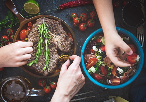 People eating at the dinner table