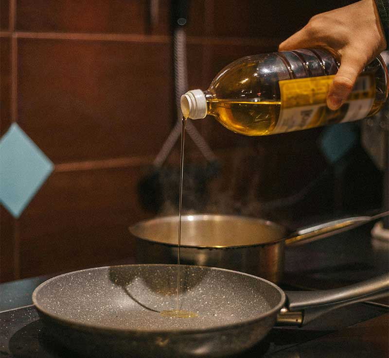 Oil in frying pan