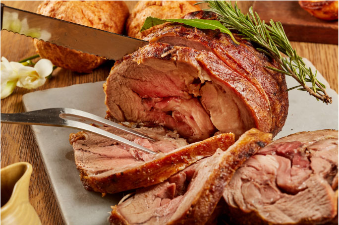 Cooked lamb leg