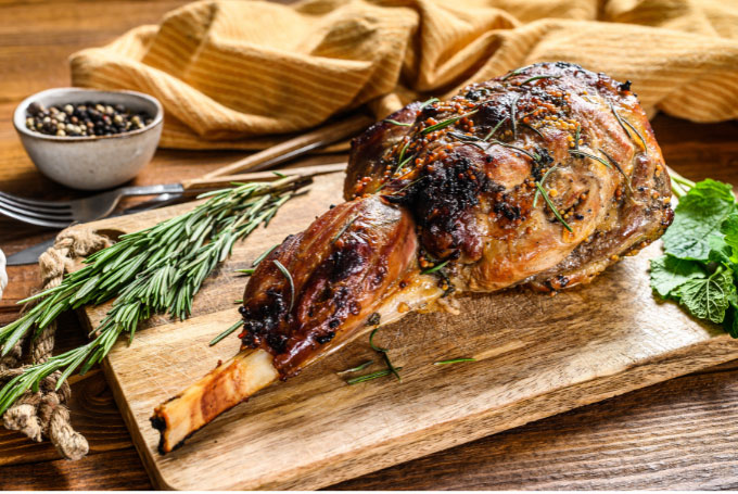 Cooked leg of lamb