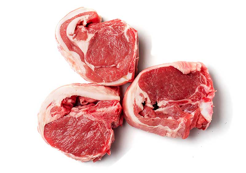 3 raw cuts of lamb